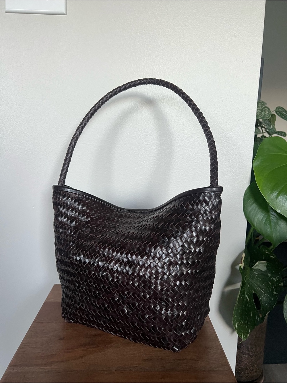 Madewell The Signature Woven Leather Shoulder Bag - Coffee Bean